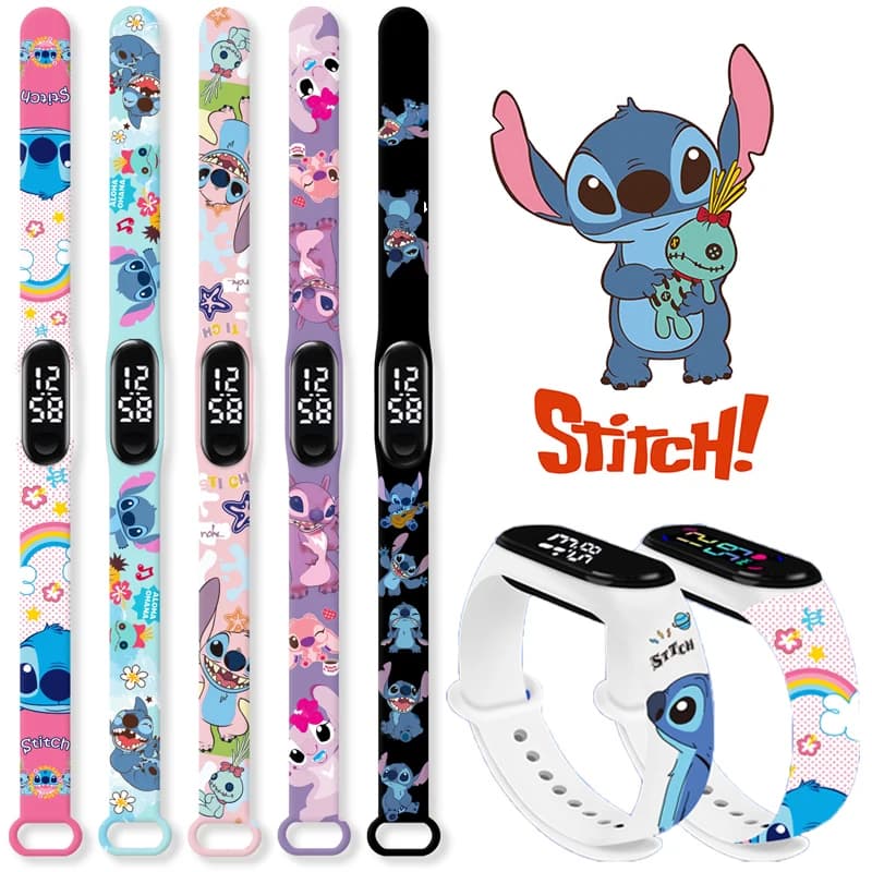 Montre enfant Disney Lilo et Stitch électronique LED lumineuse étanche - Idée cadeau anniversaire sport silicone