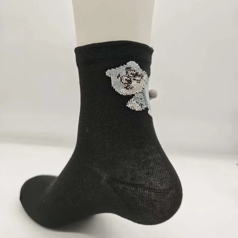 Chaussettes couple mi-mollet imprimé chat 3D unisex confortables respirantes coton doux