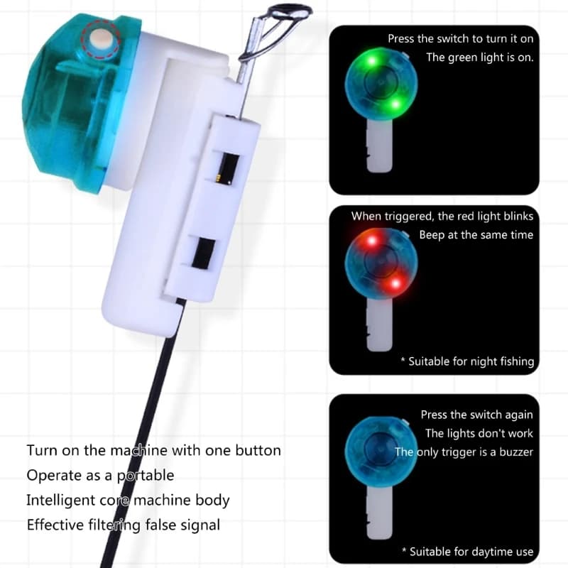 Alarme lumineuse pour canne à pêche Fish Bites - Détecteur de touches universel pour pêche nocturne