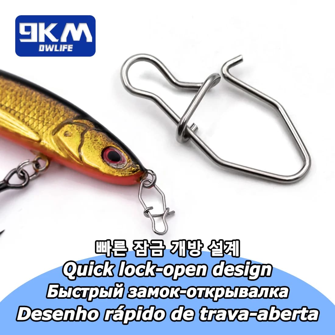 Clips duo lock en inox pour leurres crankbait - connecteurs rapides pour pêche en eau douce