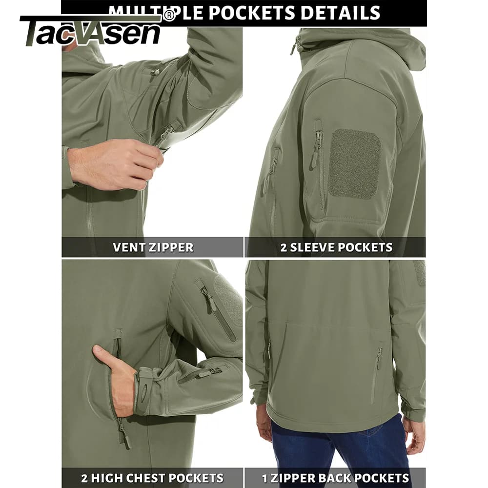 Veste softshell TACVASEN imperméable doublée polaire - Blouson extérieur chaud pêche homme