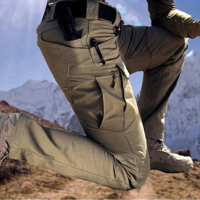 Pantalon cargo camouflage noir homme - Multi-poches séchage rapide pêche randonnée