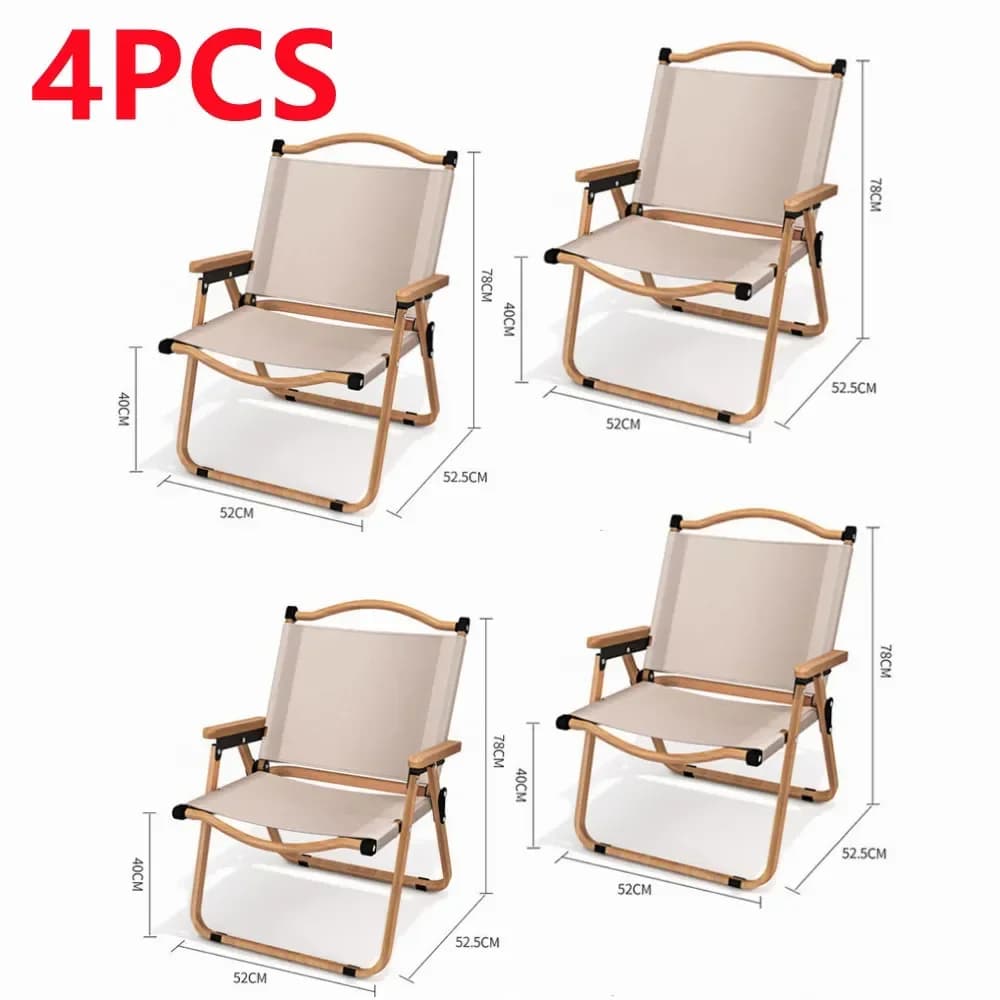 Chaise de camping Kermit pliable aluminium alliage grain bois portable 1/2/4 pièces équipement extérieur