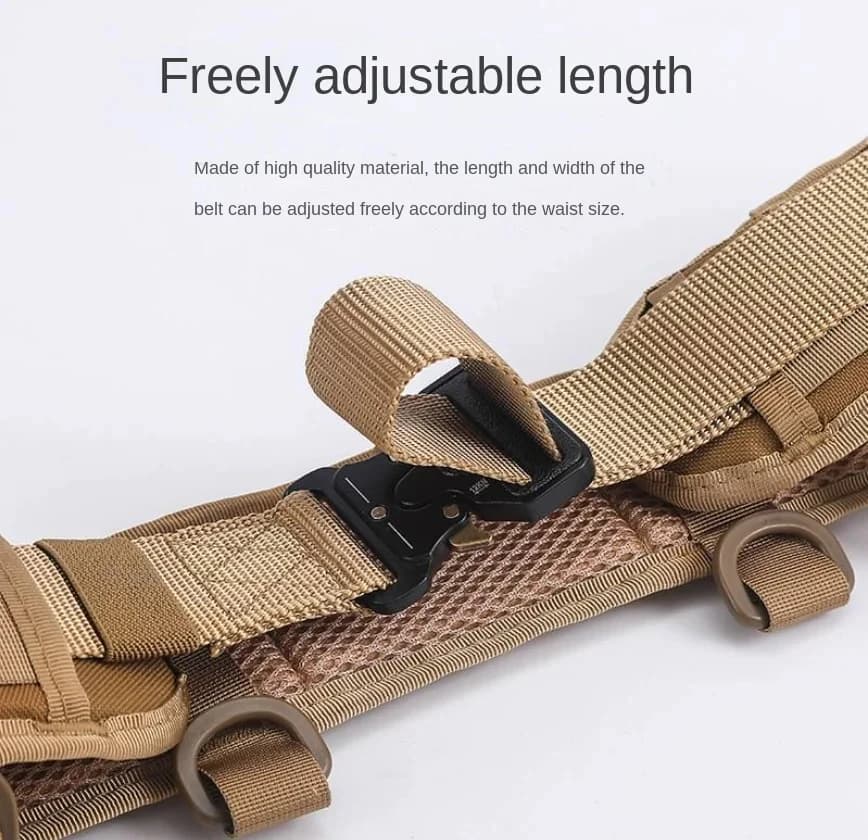 Ceinture tactique nylon MOLLE avec boucle métal - Équipement outdoor chasse pêche