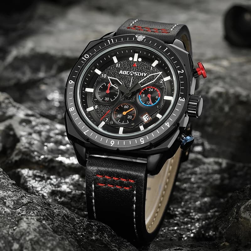 Nouvelle montre homme luxe chronographe sport étanche pêche quartz qualité supérieure bracelet acier reloj