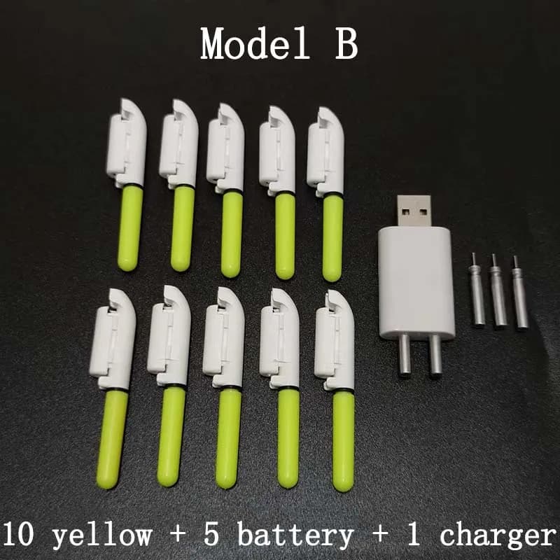 Lot de 10 lampes de pêche électroniques rechargeables à clip, lumière puissante pour la pêche de