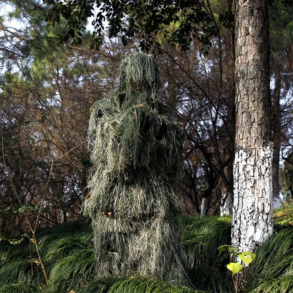 Ensemble Ghillie camouflage 5 pièces avec sac - tenue bois homme femme chasse pêche extérieur