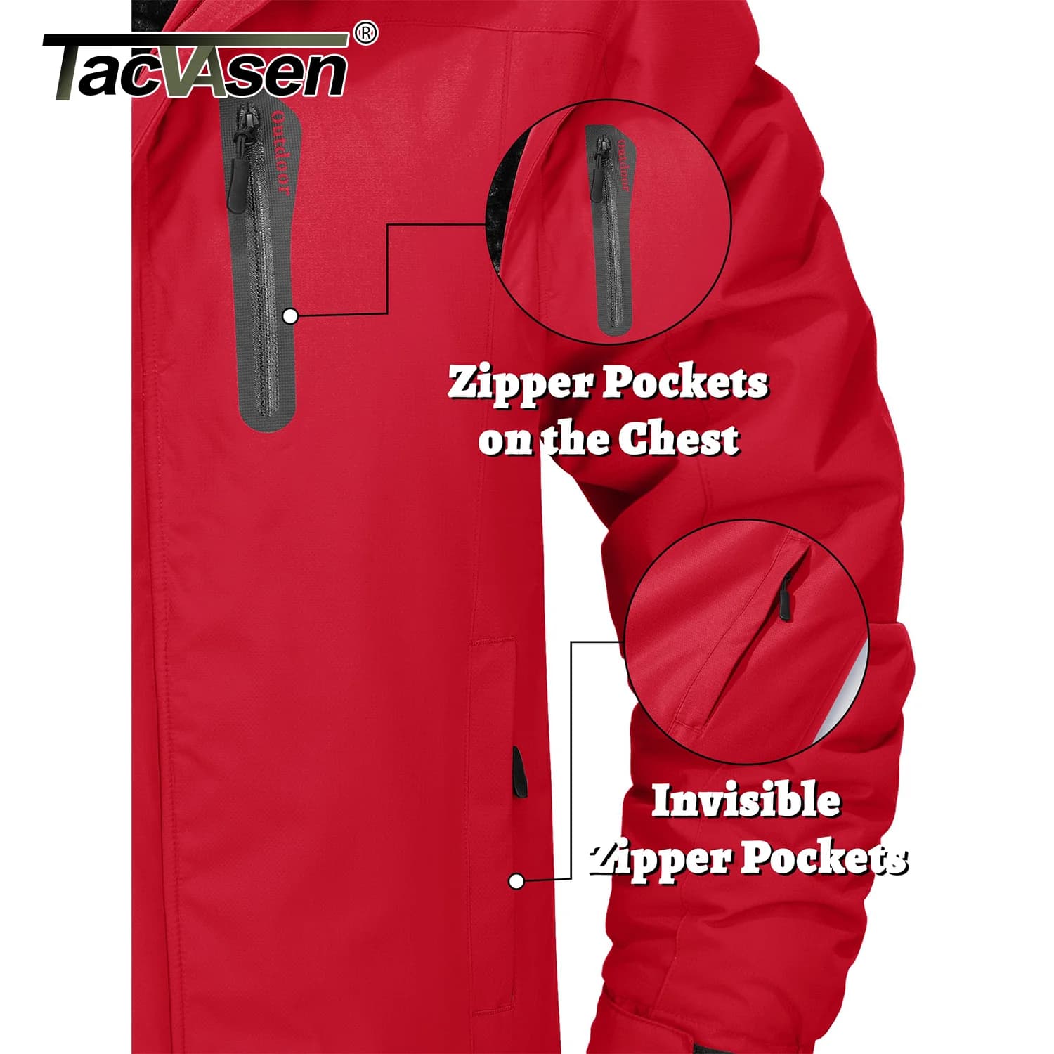 Veste de pêche hiver TACVASEN polaire épaisse - Veste imperméable randonnée ski montagne homme