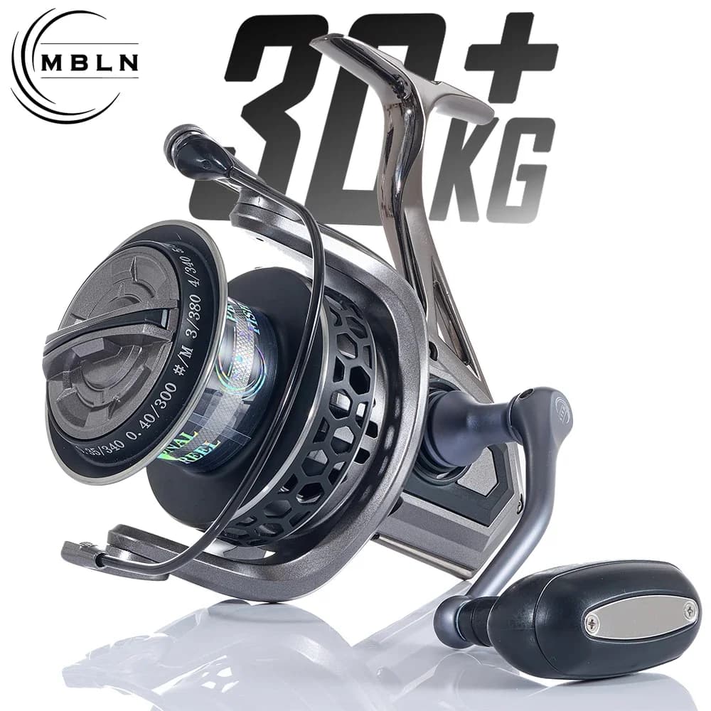 Moulinet spinning mer MBLN 8000-12000 frein 30kg pour pêche en bateau avec corps alliage
