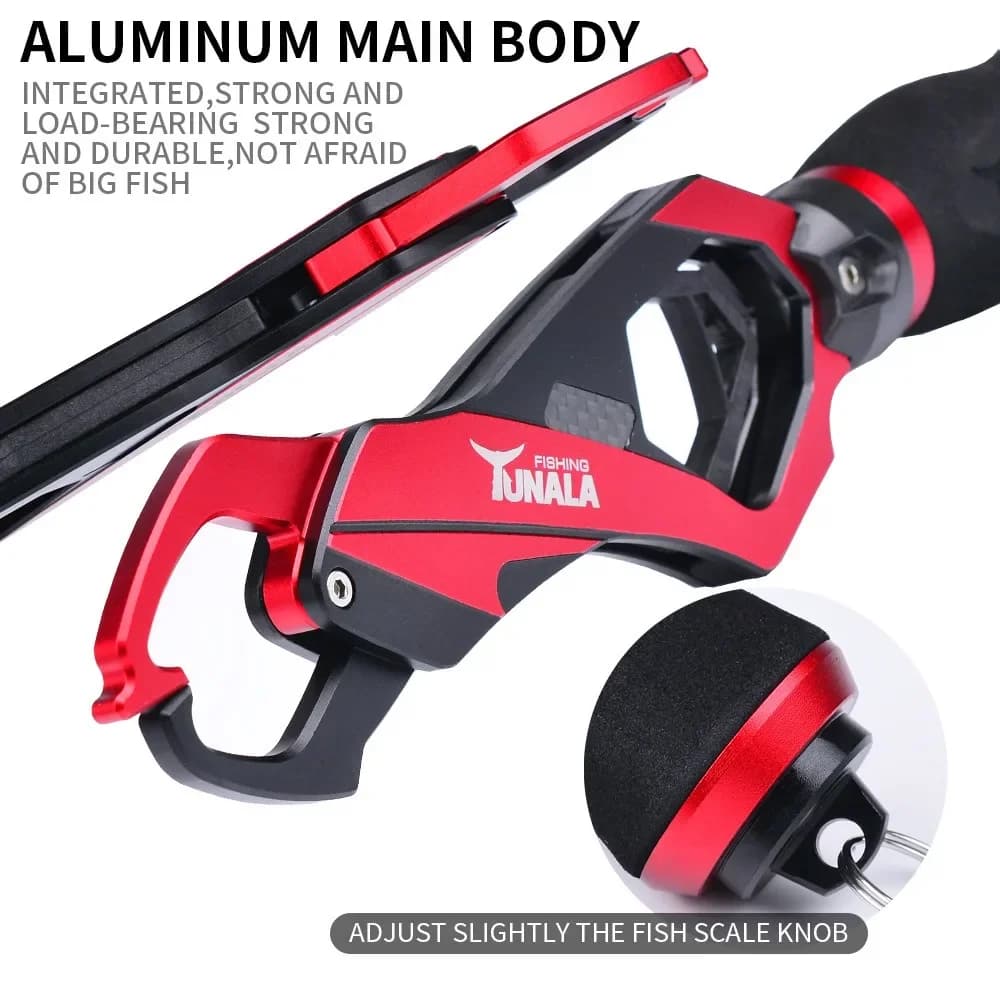 Pince à poisson avec balance intégrée 30kg AJLURES - gripper alliage aluminium pour contrôle et pesée