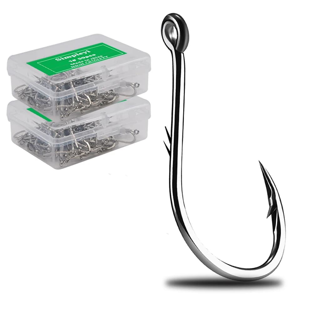 50 hameçons circle en acier haute carbone pour la pêche de la carpe et en mer,