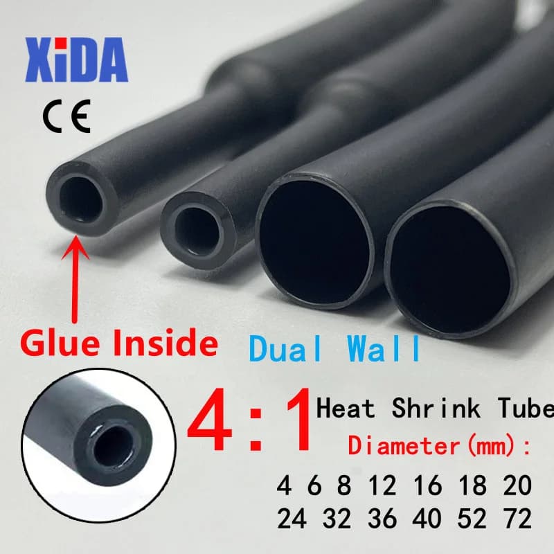 Gaine thermorétractable double paroi avec colle 4:1 - 1m pour protection câbles et connexions étanches