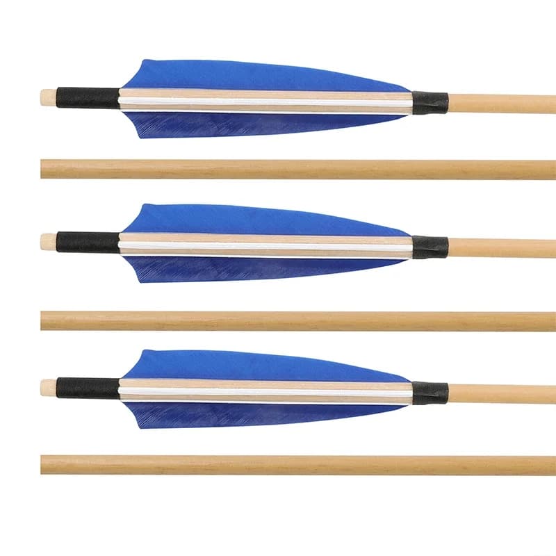 Flèches bois traditionnelles 31.5 pouces plumes dinde pour arc recurve pêche chasse entraînement tir