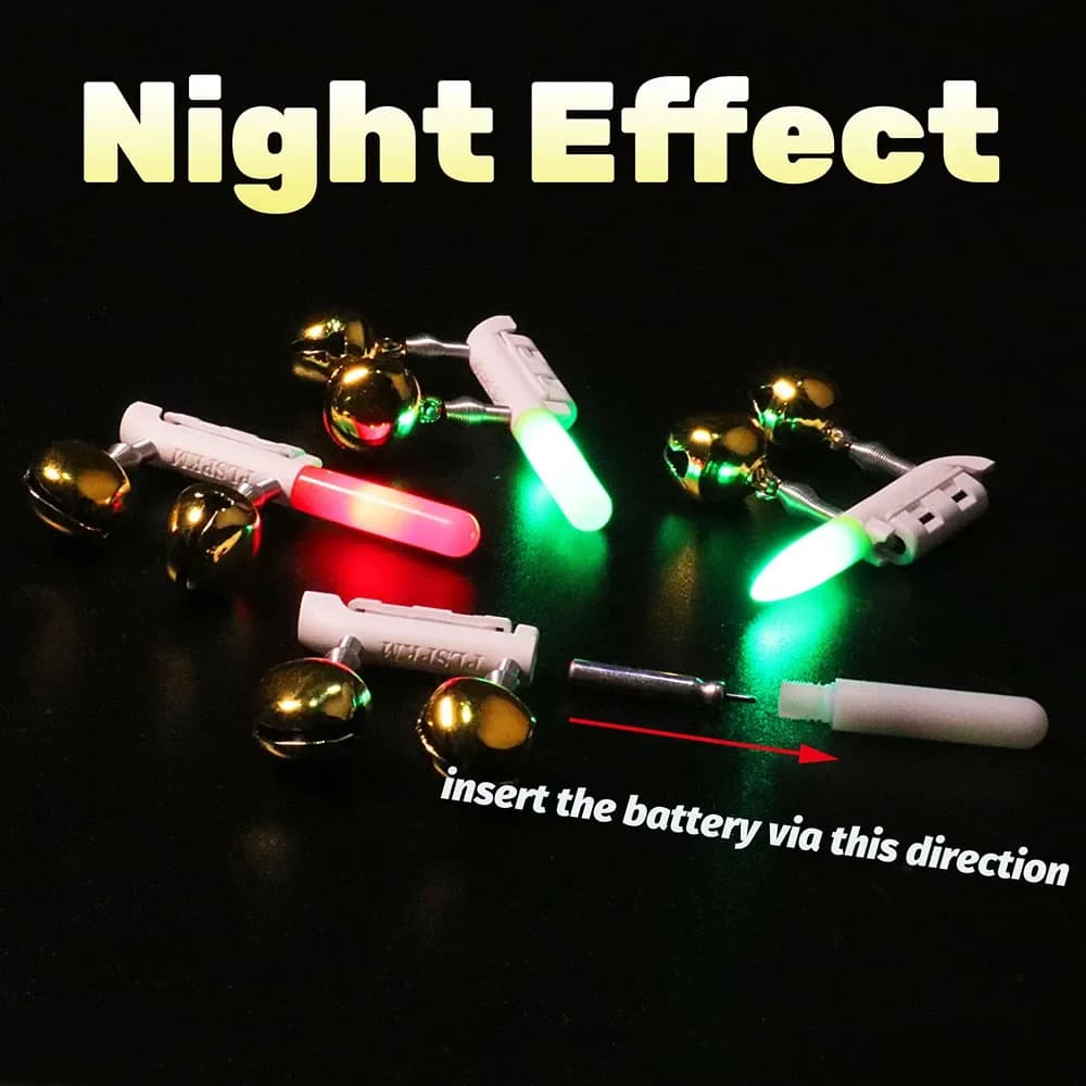 Alarme de touche pour pêche de nuit avec double clochette, capteur et lampe LED rechargeable USB