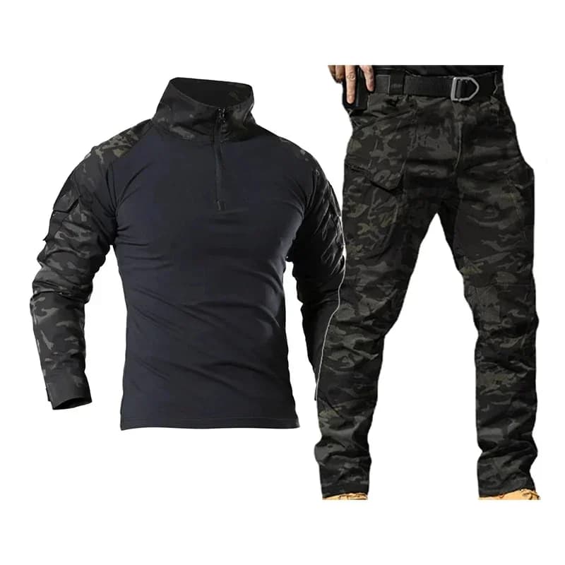 Tenue camouflage tactique IL Multicam Black - Set chasse et pêche discret pour activités outdoor