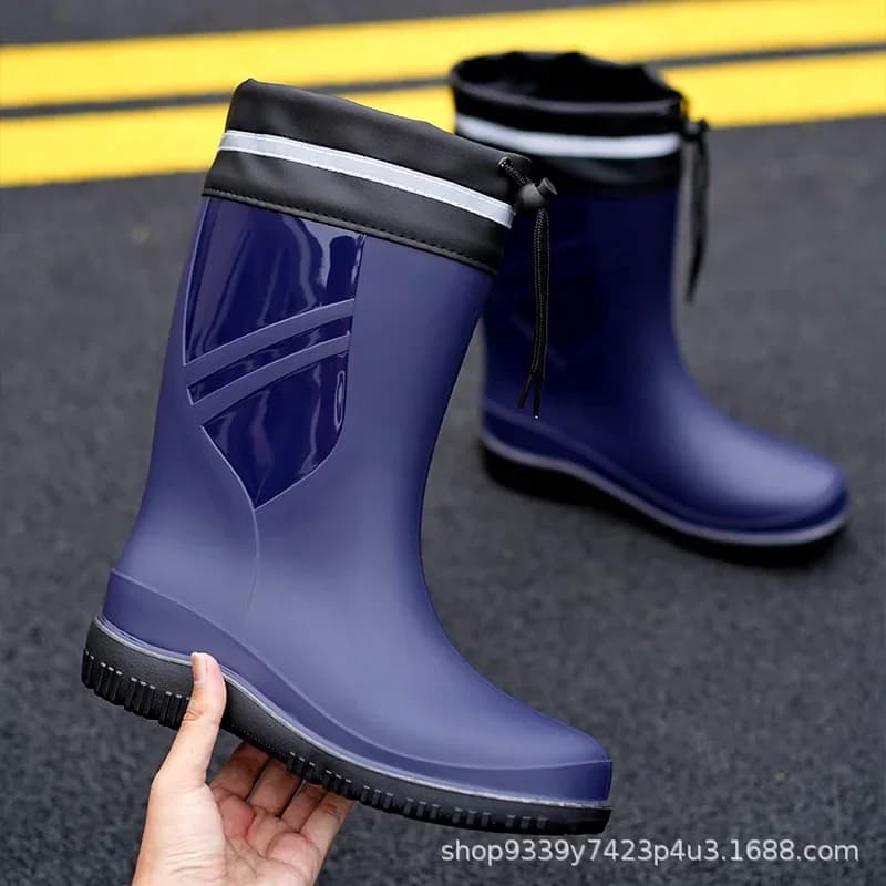 Bottes de pêche mi-mollet épaisses PVC imperméables antidérapantes cuisine travail extérieur