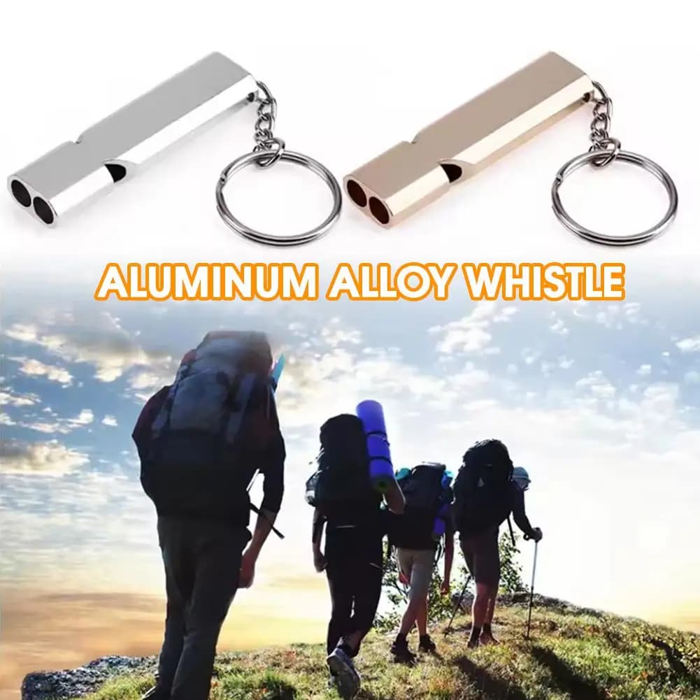 Sifflet survie double tube aluminium - équipement outdoor fréquence dual EDC pour pêche en mer