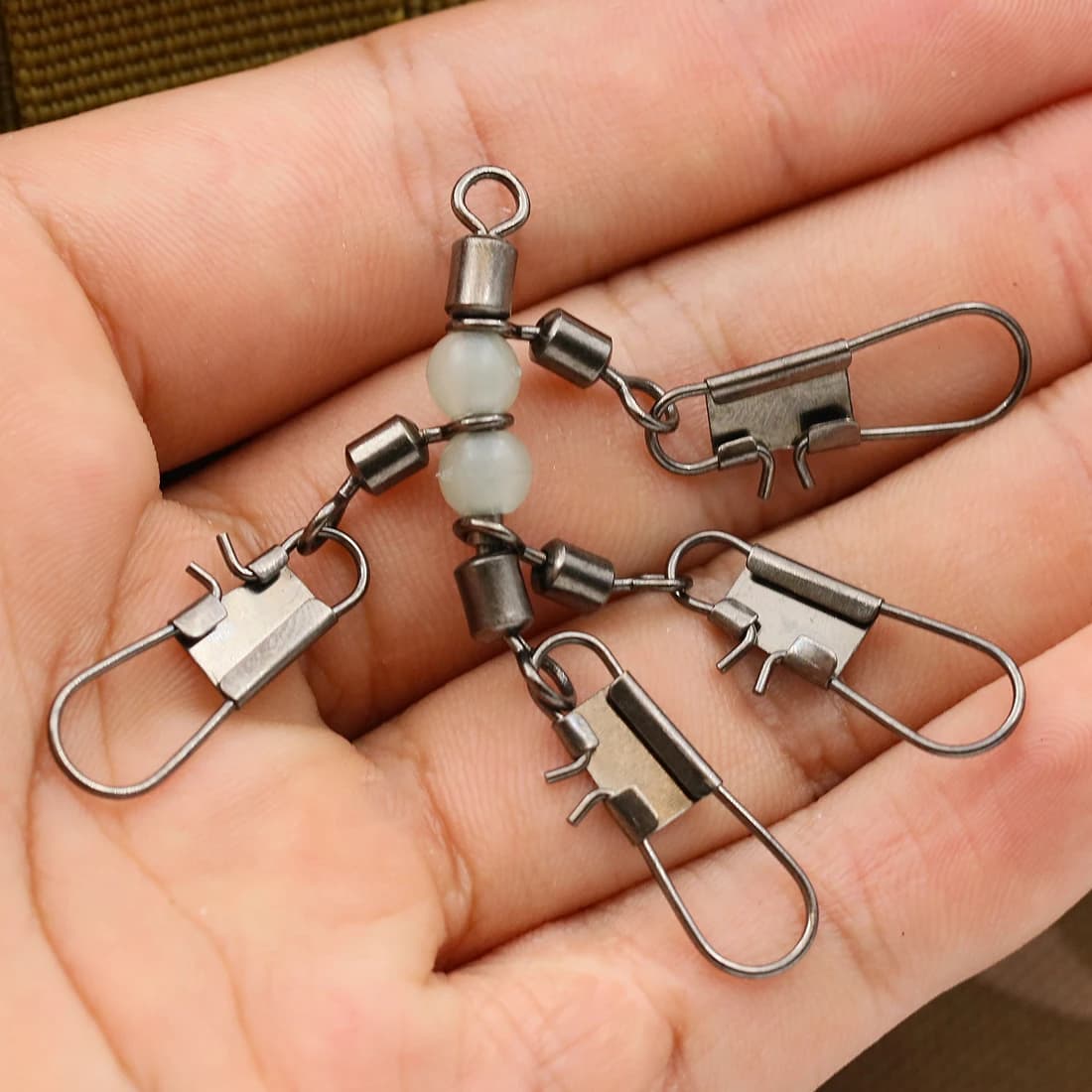 Connecteur de pêche surf casting 3 voies avec perles lumineuses, 10 pièces en forme de T