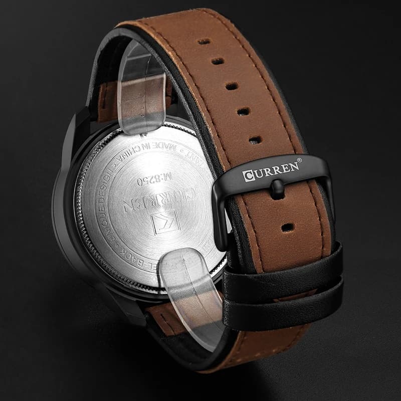 Montre bracelet cuir étanche homme CURREN 8250 affichage minimaliste trois aiguilles style casual business
