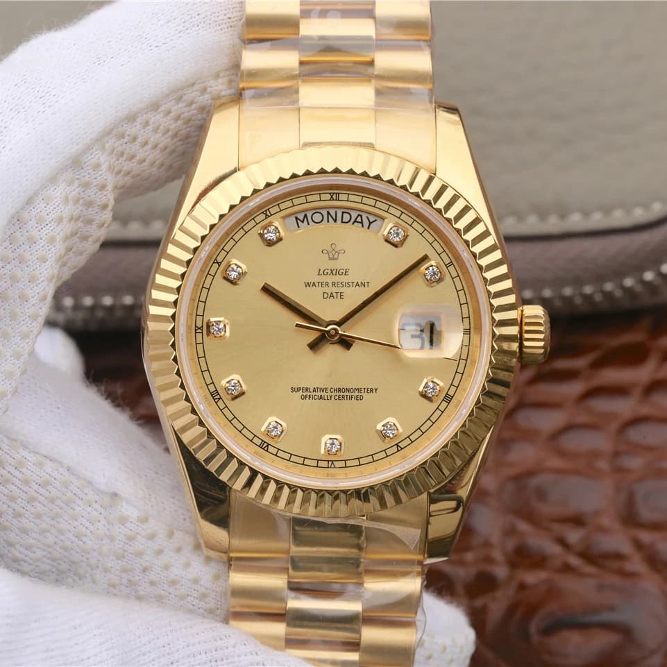 Montre homme luxe diamants LGXIGE - Montre-bracelet quartz étanche - Élégance et précision pour style casual