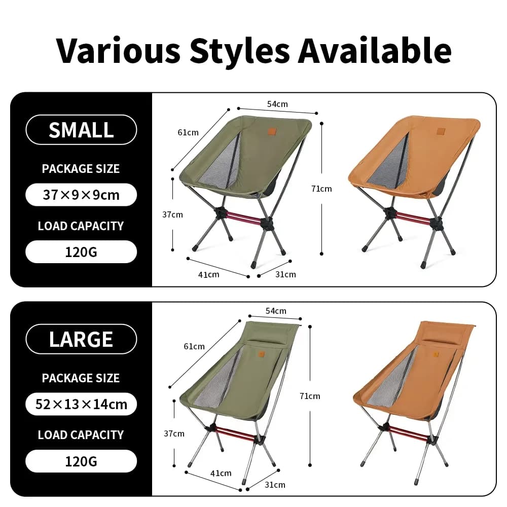 Chaise camping ultralégère Naturehike avec embouts boules pour pêche sur terrains instables