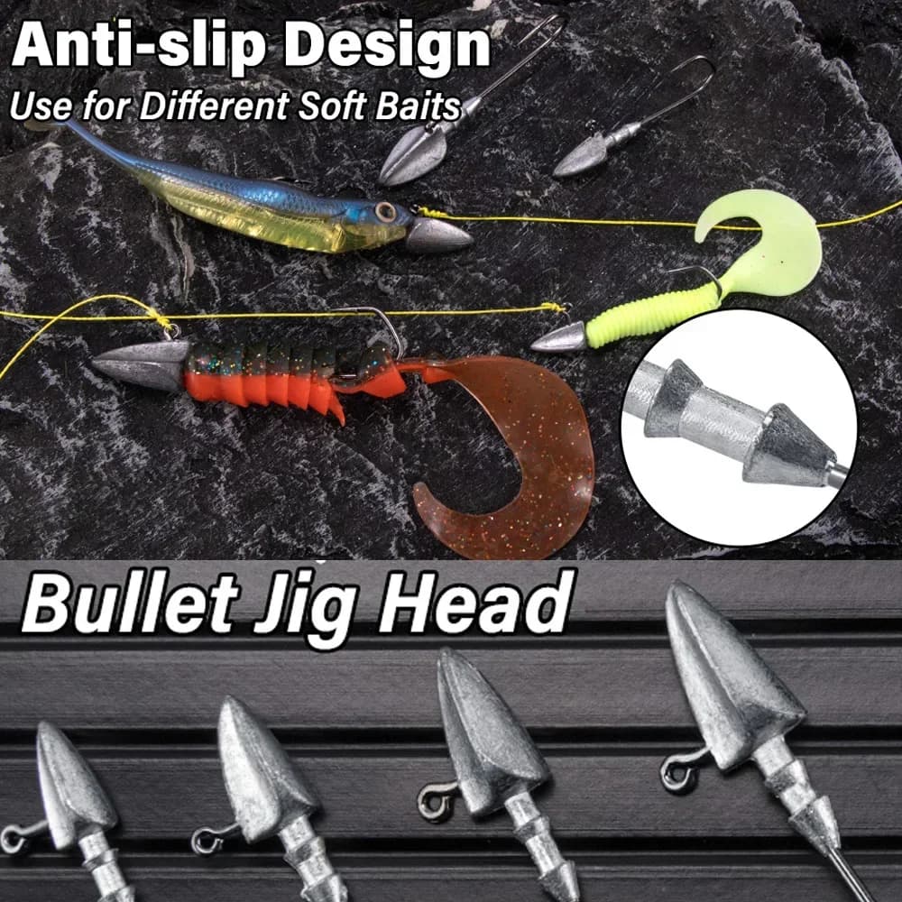 Lot de 5 leurres métalliques jig head plombés de 3.5g à 35g pour pêche au leurre