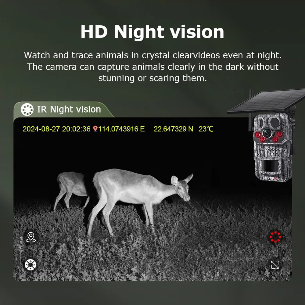 Caméra de chasse solaire 4G LTE GPS surveillance étanche IP66 waterproof monitoring faune tracking animalier