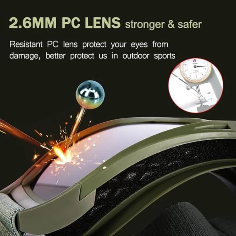 Lunettes tactiques militaire pêche - Protection vent et sable - Verres teintés airsoft paintball