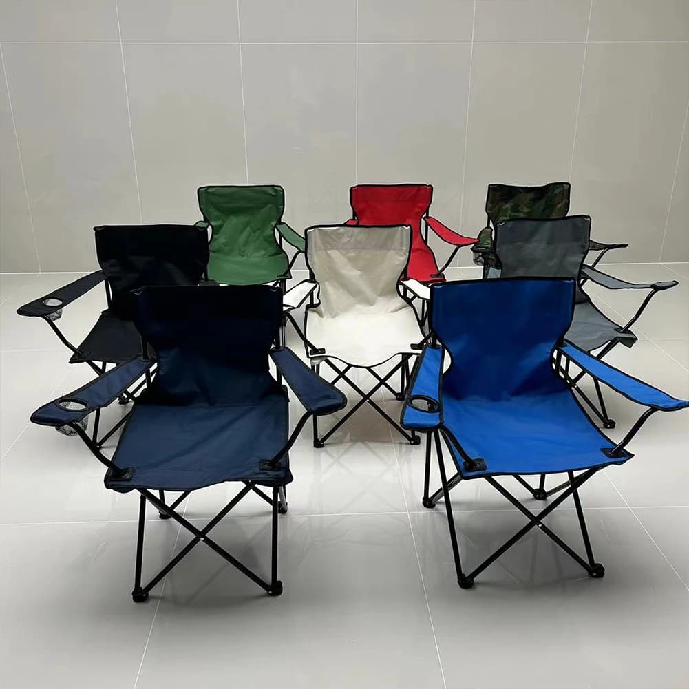 Chaise pliante pêche plage camping avec porte-bouteille tissu oxford portable siège extérieur
