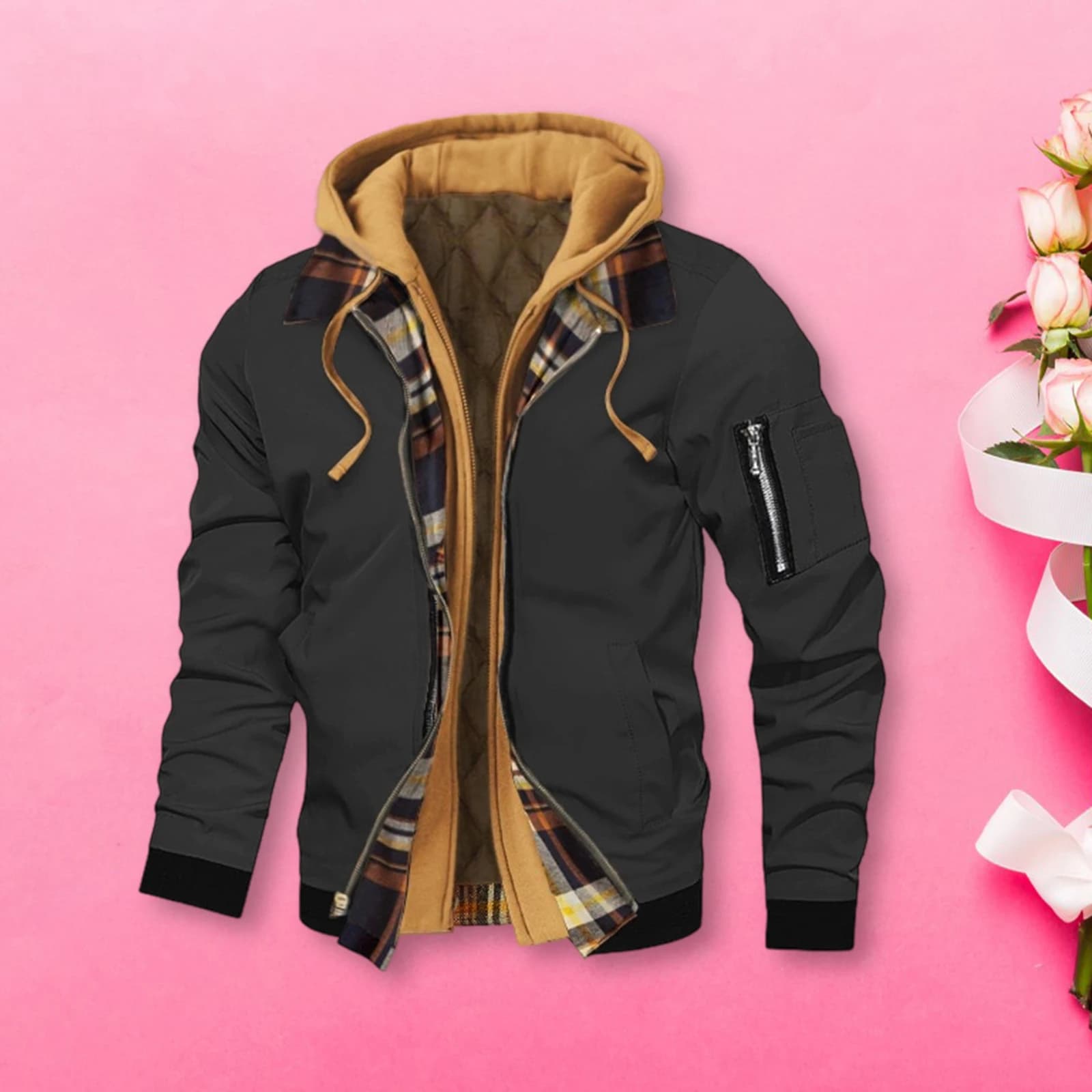 Veste pêche hiver homme fausse deux pièces - Vêtement chaud à fermeture pour pêche froide