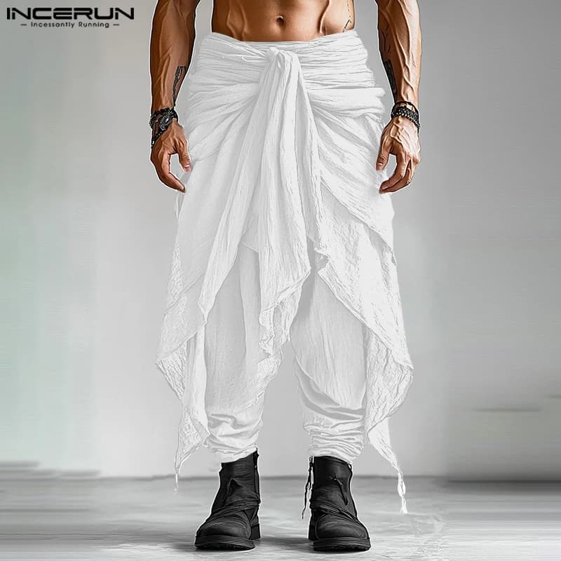 Pantalon harem pêche homme été printemps casual plissé streetwear oversize pêche S-5XL
