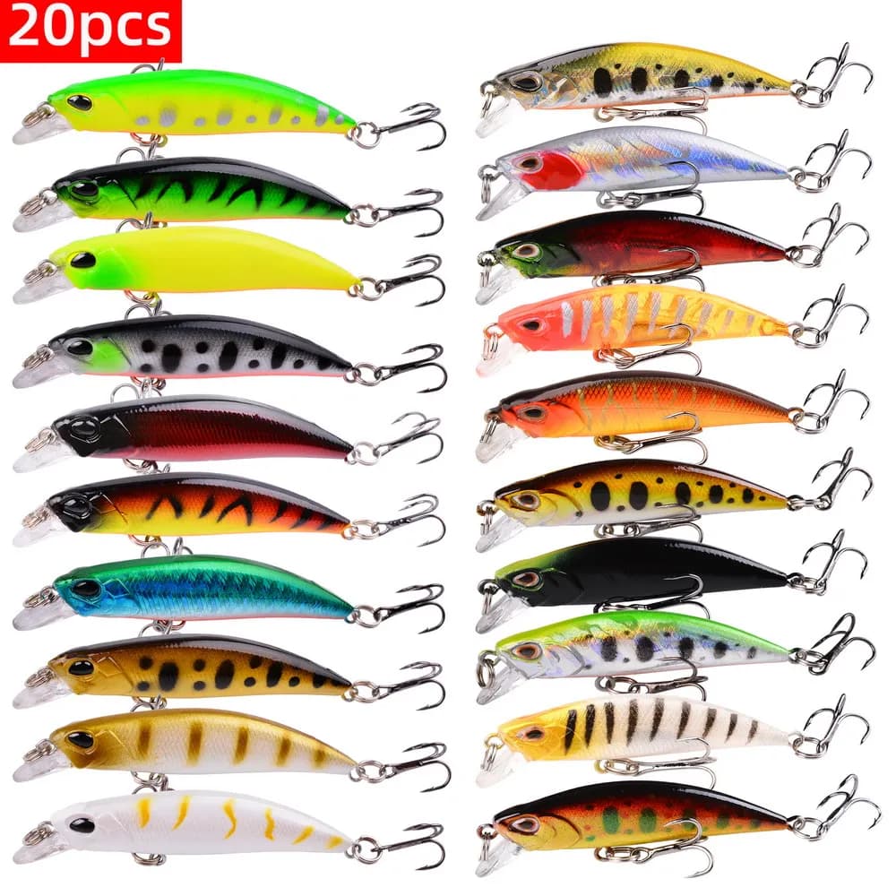 15 leurres minnow flottants/coulants pour truite et brochet - crankbait avec yeux 3D