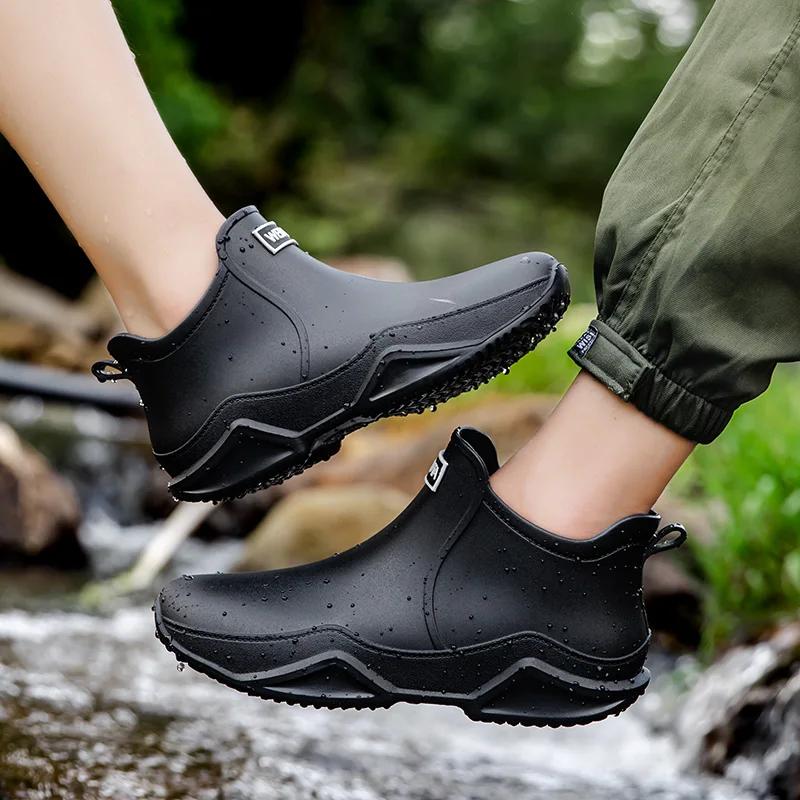 Bottes de pêche homme cheville imperméables antidérapantes résistantes pour pêche en rivière