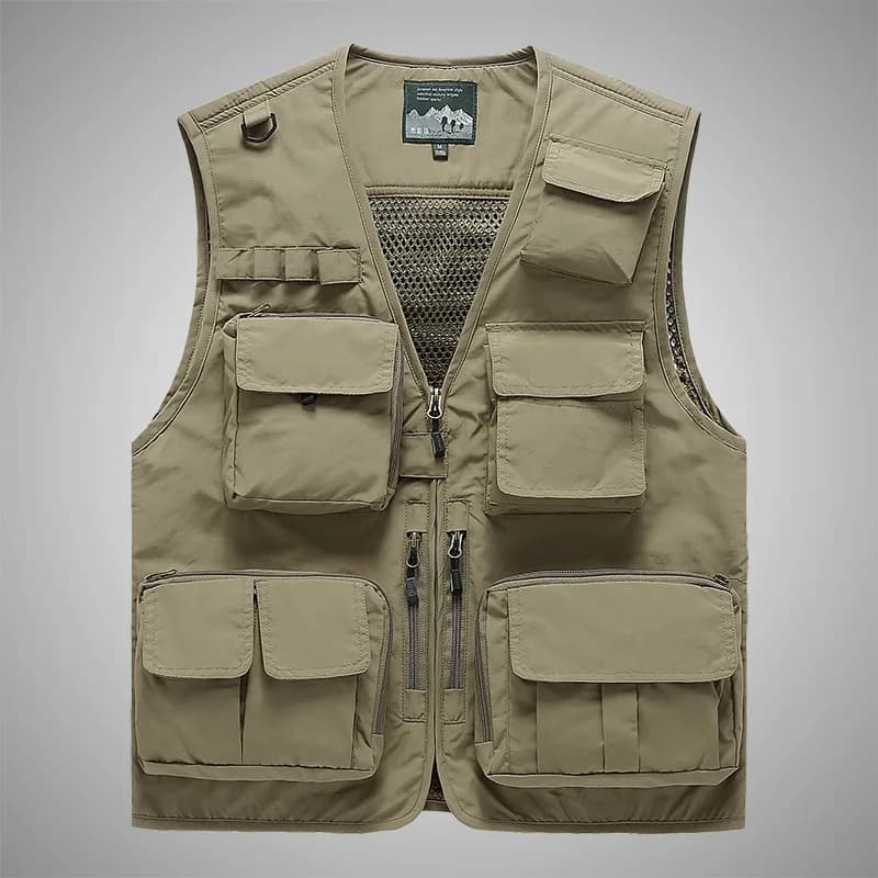 Gilet pêche respirant mesh homme - Veste technique détachable multi-poches pour pêche et randonnée