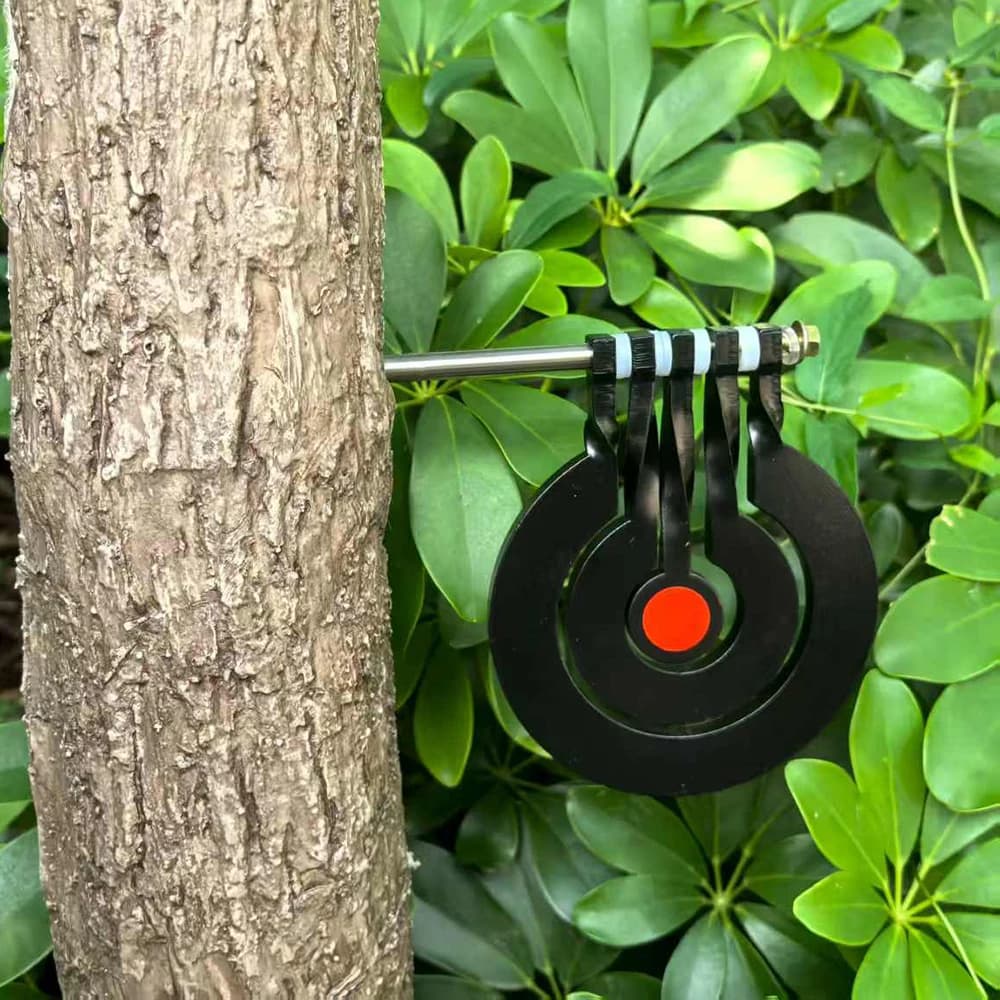 Cible métallique 7mm triple anneaux insert arbre rotation extérieur pratique tir pêche
