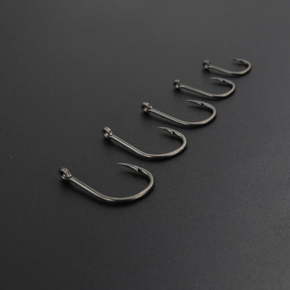 30 hameçons carpe en acier inoxydable carbone avec œillet et barbillon, revêtus PTFE anti-corrosion, accessoires pêche durable X505