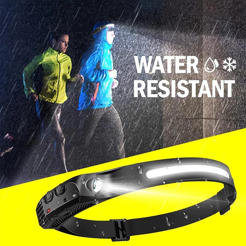 Lampe frontale pêche rechargeable USB LED XPE+COB détecteur mouvement étanche pour nuit