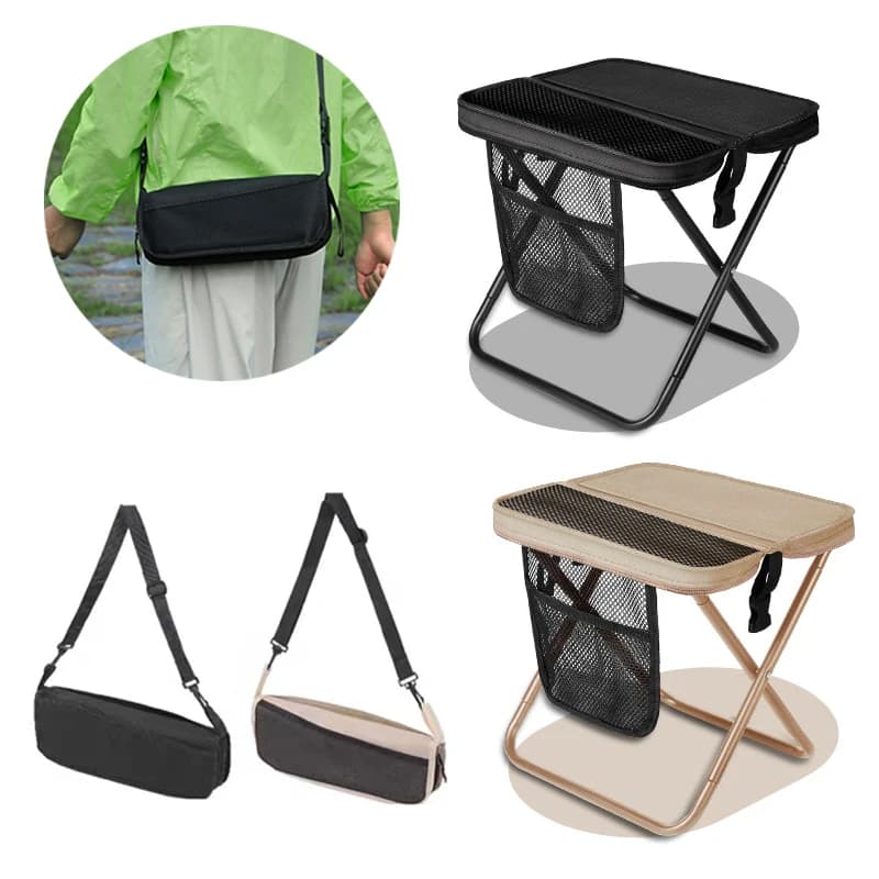 Tabouret sac à dos pliant 【W】 pour pêche et voyage - Mini et ultra-léger