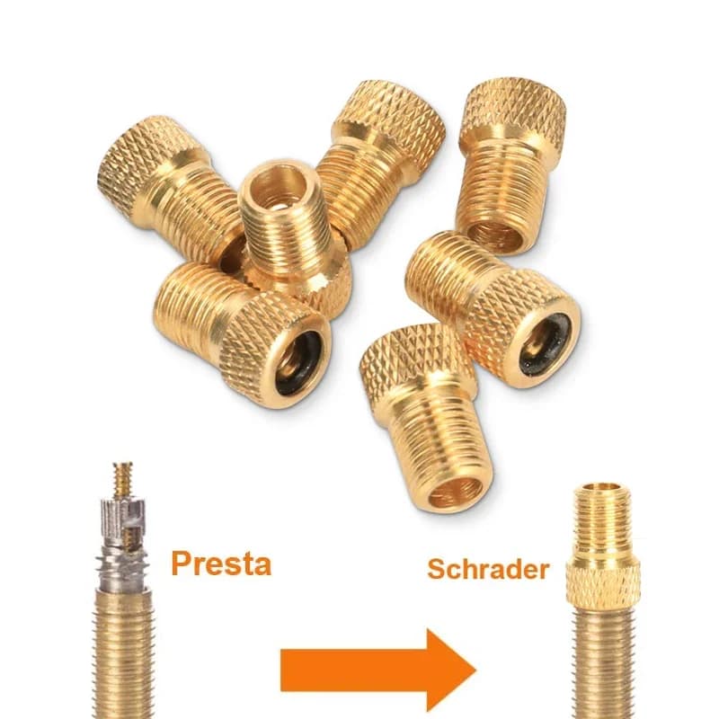 Adaptateur Presta vers Schrader cuivré - Convertisseur valve vélo pour pompes et accessoires pêche