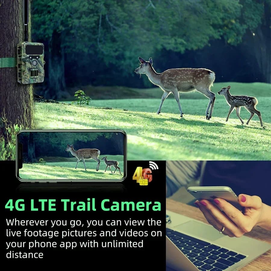 Caméra trail 4G LTE 2.7K 32MP étanche IP66 avec prise EU pour surveillance faunique connectée