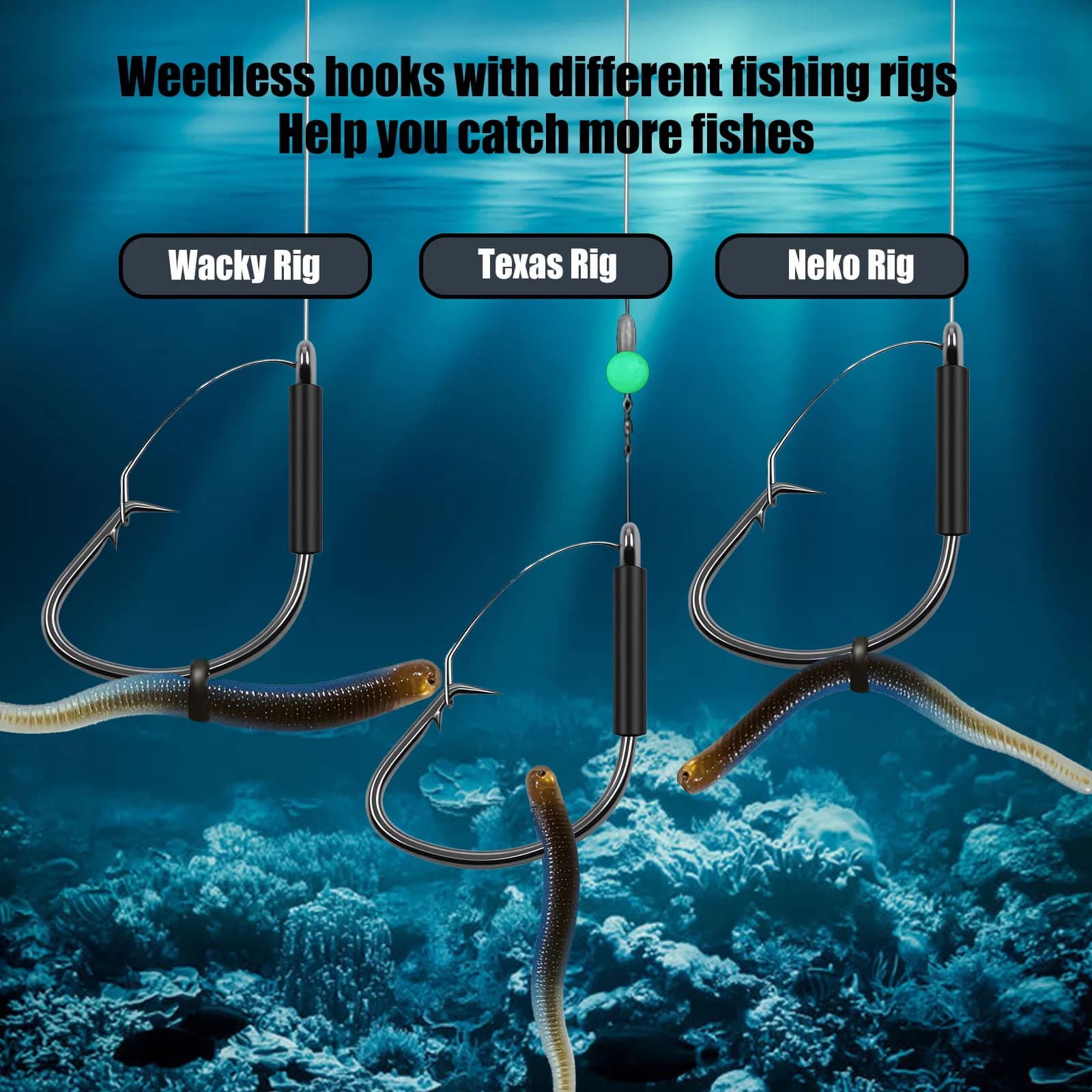 Hameçons weedless 25 pièces 9KM pour montage wacky rig pêche au ver mer carnassier