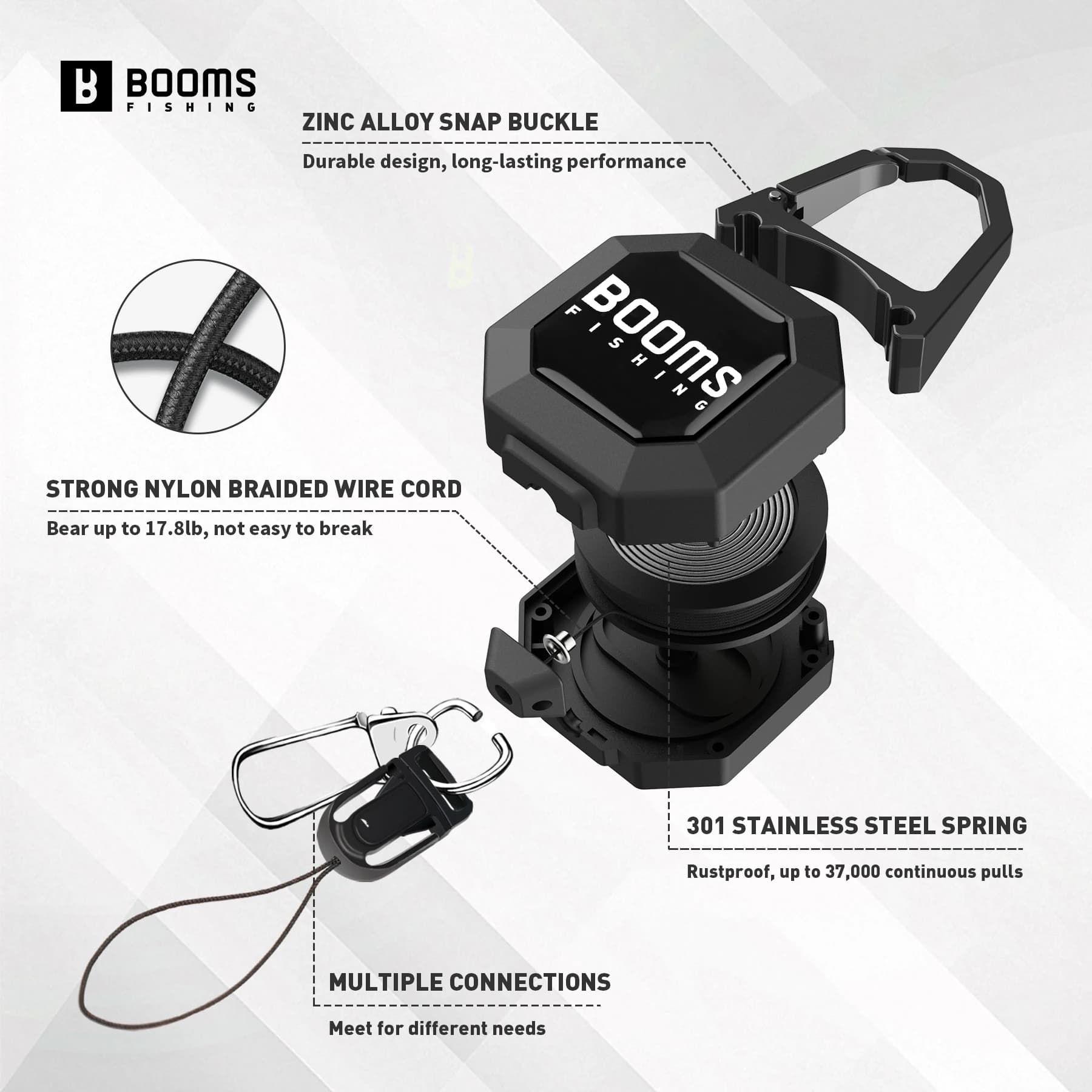 Rétracteur Pêche 75cm Zinc Alloy - Clé Porte-clés Lourd - Cordon Rétractable - Outils Pêche Professionnels