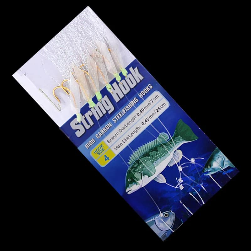 5 Sabiki Rigs avec Perles Fluorescentes et Hooks Haute Résistance, pour la Pêche en Mer et