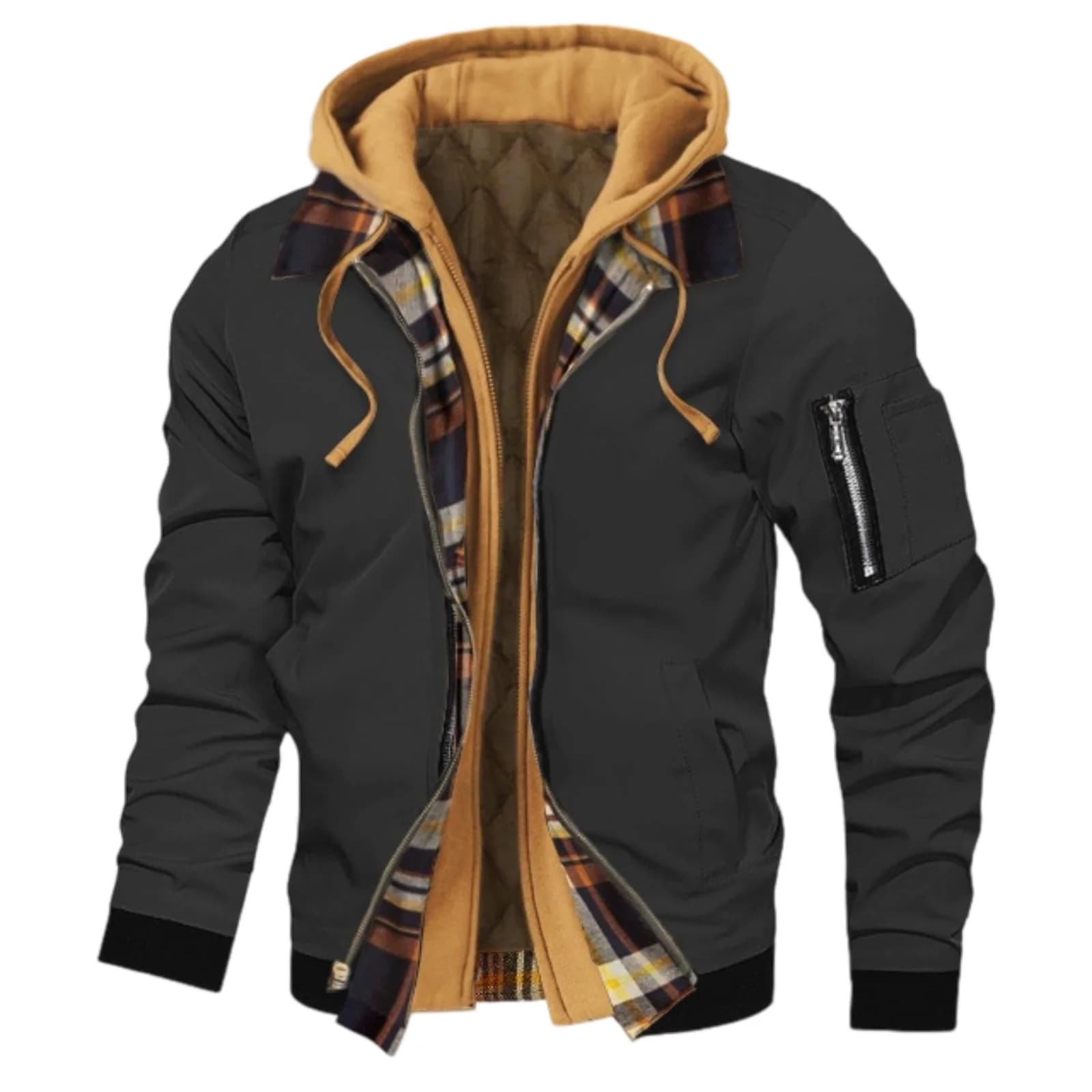 Veste pêche hiver homme fausse deux pièces - Vêtement chaud à fermeture pour pêche froide