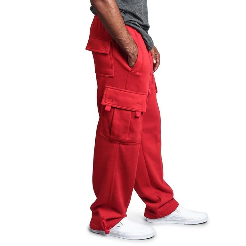 Pantalon jogging loose homme streetwear sport - Coupe droite multi-poches cordon serrage