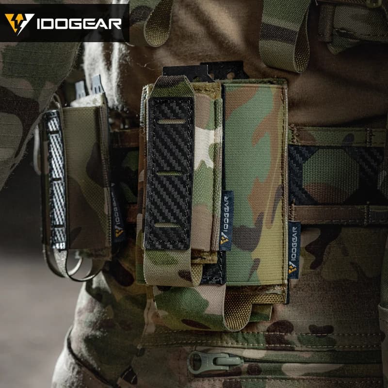 Porte-chargeurs carbone tactique IDOGEAR 9mm simple anti-dérapant drainage rapide pêche
