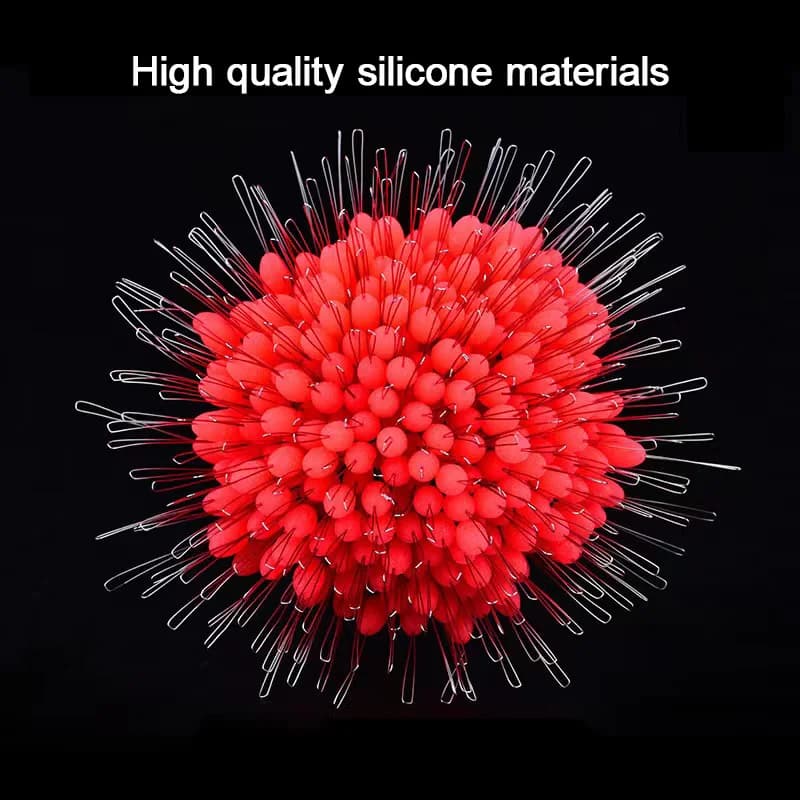 300 pièces flotteurs pêche ovale en silicone anti-emmêlement, bouchons espace pour ligne résistante et matériel professionnel