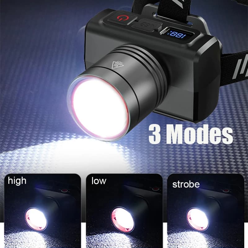 Lampe frontale super lumineuse avec capteur mouvement - Rechargeable étanche flash pour pêche signalisation
