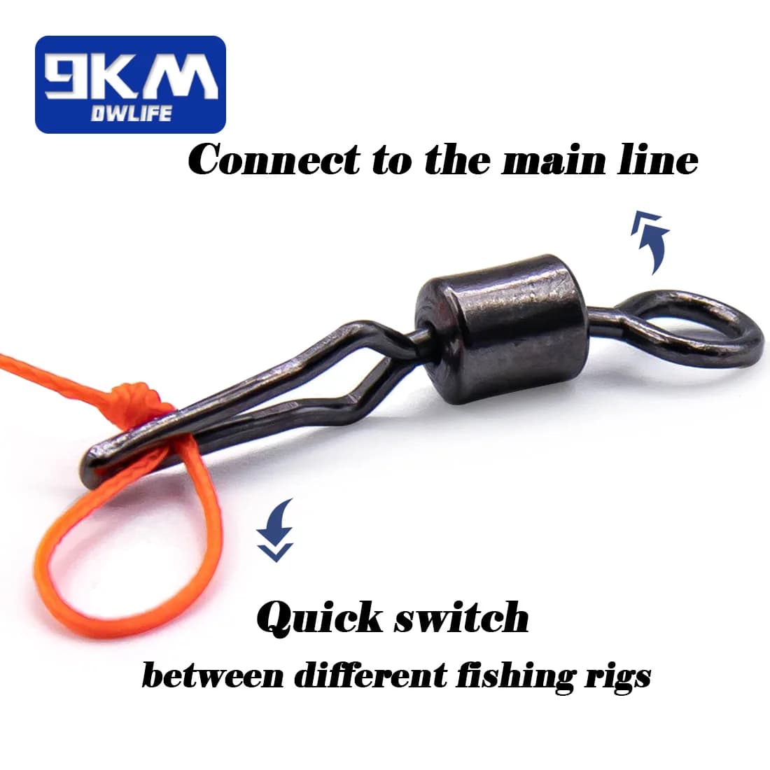 Émerillons roulants 50-100pcs avec mousquetons pour pêche en mer - Connexion rapide ligne