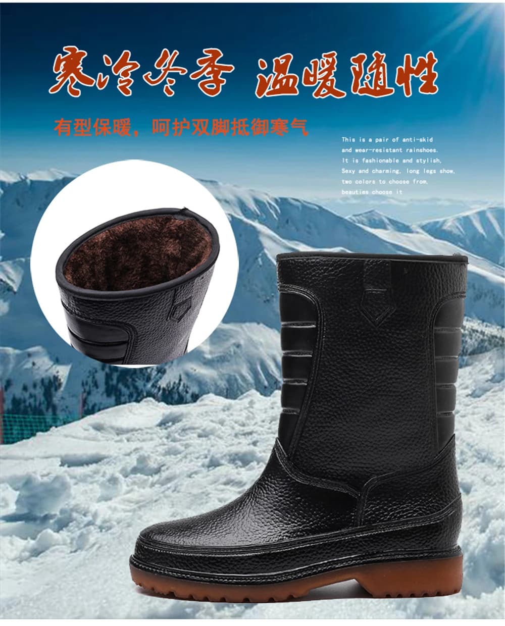 Bottes de pêche chaudes avec doublure amovible - Chaussures de pluie imperméables antidérapantes pour pêche et chasse